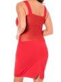 Robe rouge, col rond, résille transparente de la marque Be Lily Dress