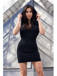 Robe Noire sensuelle avec capuche - Adriana de la collection Be Lily