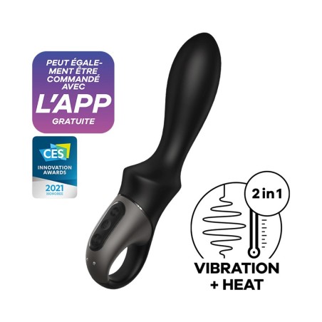 Vibromasseur noir USB, chauffant, connecté Heat Climax de Satisfyer