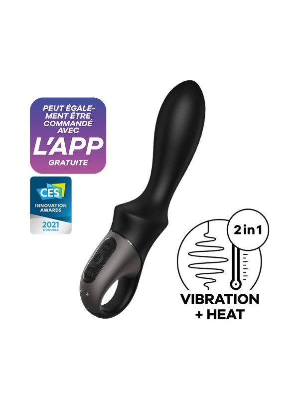 Vibromasseur noir USB, chauffant, connecté Heat Climax de Satisfyer