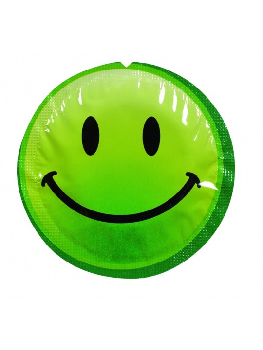 Préservatif lubrifié en latex smiley x 1 couleur aléatoire 54mm - 100EXSS