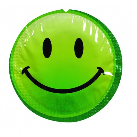 Préservatif lubrifié en latex smiley x 1 couleur aléatoire 54mm - 100EXSS