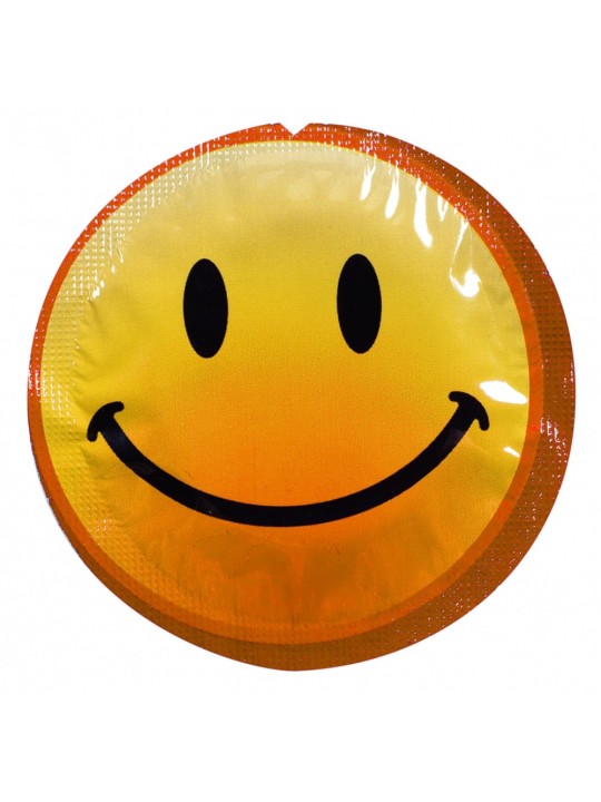 Préservatif lubrifié en latex smiley x 1 couleur aléatoire 54mm - 100EXSS