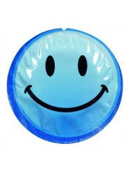 Préservatif lubrifié en latex smiley x 1 couleur aléatoire 54mm - 100EXSS