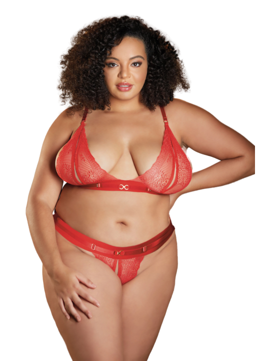 Fournisseur ensemble sexy grande taille rouge avec son string ouvert