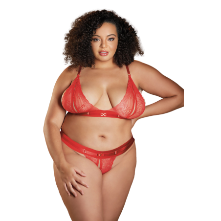 Fournisseur ensemble sexy grande taille rouge avec son string ouvert