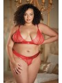 Fournisseur ensemble sexy grande taille rouge avec son string ouvert