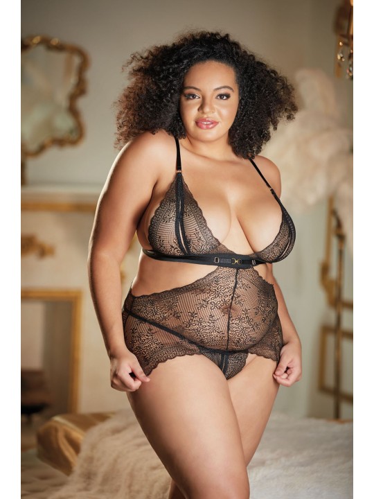 Nuisette en dentelle noire grande taille de chez votre fournisseur allure