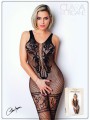 Bodystocking en résille noire sexy avec laçage de la collection Clara Morgane