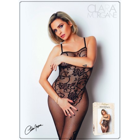 Combinaison en fine résille avec motifs florales de chez Clara Morgane