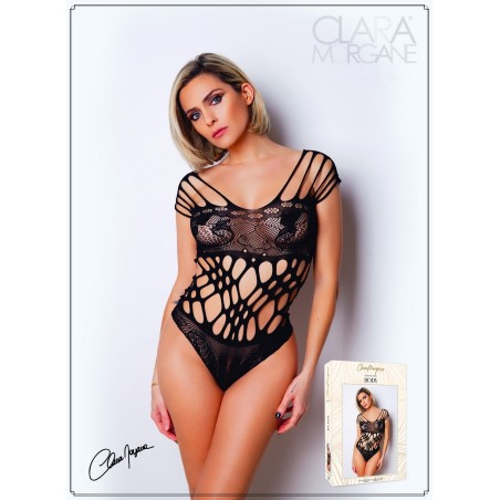 Body noire en résille et lanières de votre distributeur Clara Morgane