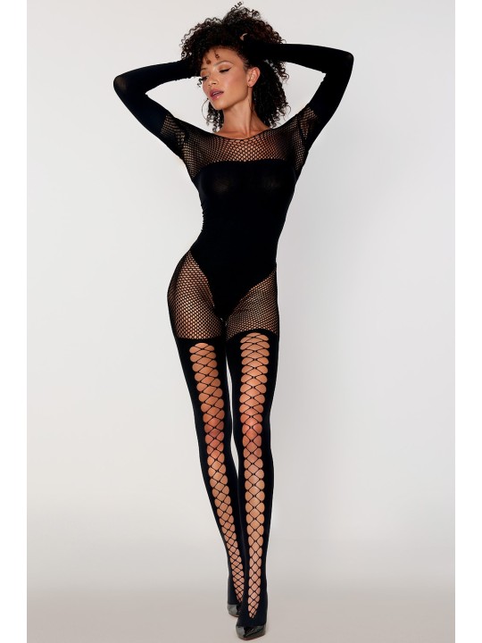 Bodystocking en fine maille noire chez votre distributeur en dropshipping.