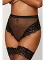 String résille taille haute avec porte-jarretelles noir - DG1478BLK