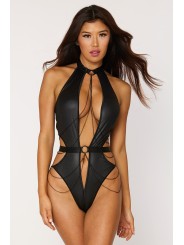 body en simili cuir noir brillant de chez Dreamgirl lingerie sexy