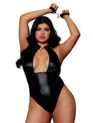 Body, grande taille, en simili cuir avec menottes de chez Dreamgirl