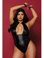 Body, grande taille, en simili cuir avec menottes de chez Dreamgirl