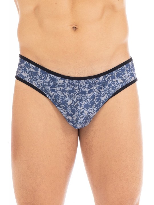 String bleu, imprimé feuilles pour homme de la marque LOOKME, lingerie homme.