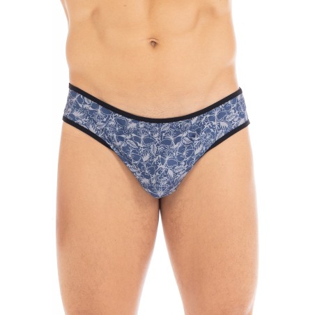 String bleu, imprimé feuilles pour homme de la marque LOOKME, lingerie homme.