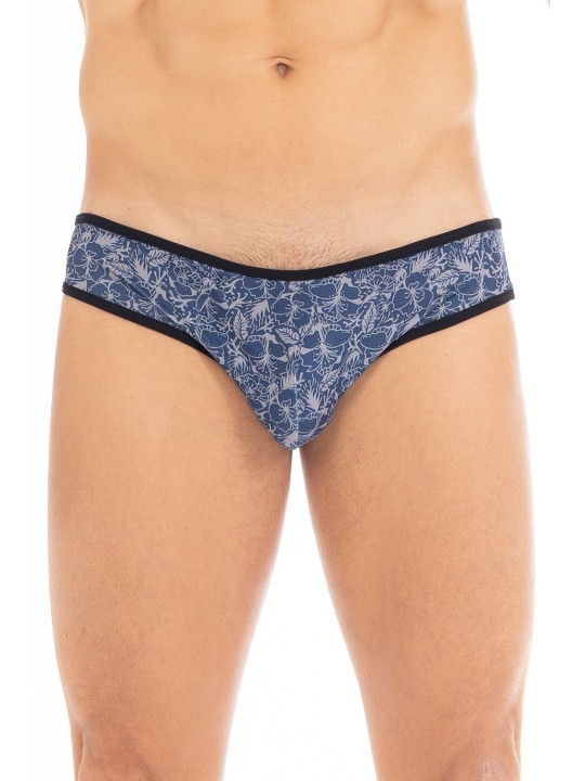 Boxer bleu imprimé feuilles pour homme de la marque LOOKME, lingerie homme.