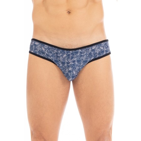 Boxer bleu imprimé feuilles pour homme de la marque LOOKME, lingerie homme.