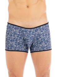 Boxer bleu imprimé feuilles pour homme de la marque LOOKME, lingerie homme.