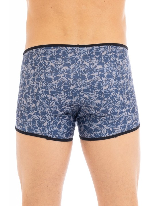 Boxer bleu imprimé feuilles pour homme de la marque LOOKME, lingerie homme.