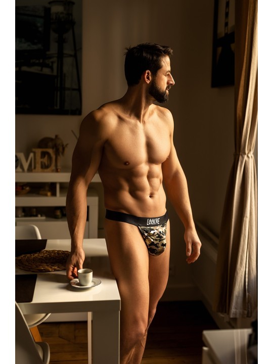 String imprimé Army sexy pour homme de la marque LOOKME, lingerie homme.