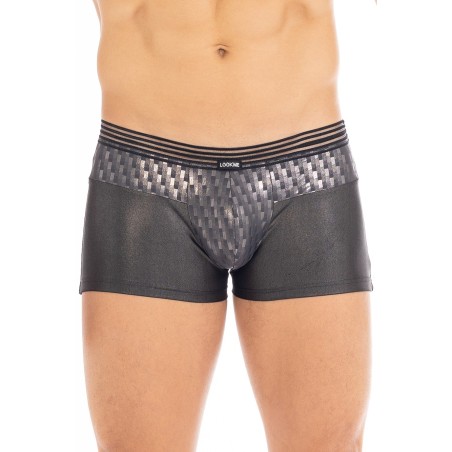 Boxer noir et brillant sexy pour homme de la marque LOOKME, lingerie homme.