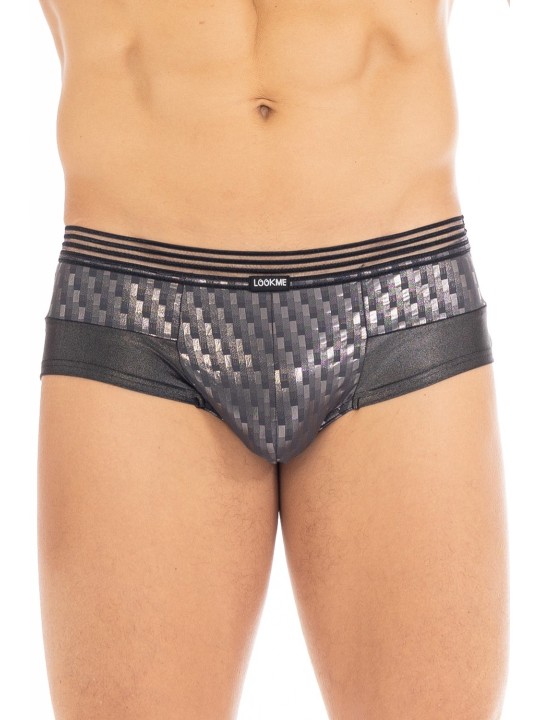 Mini Pant noir et brillant sexy pour homme de la marque LOOKME, lingerie homme.