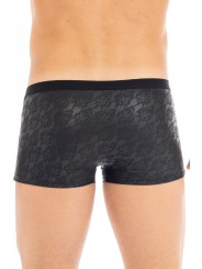 Boxer en simili cuir dentelle sexy noir de la marque LOOKME lingerie homme.