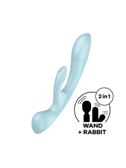 2 en 1 Rabbit point G avec stimulateur de clitoris et Wand Bleu USB Triple Oh Satisfyer - CC597813