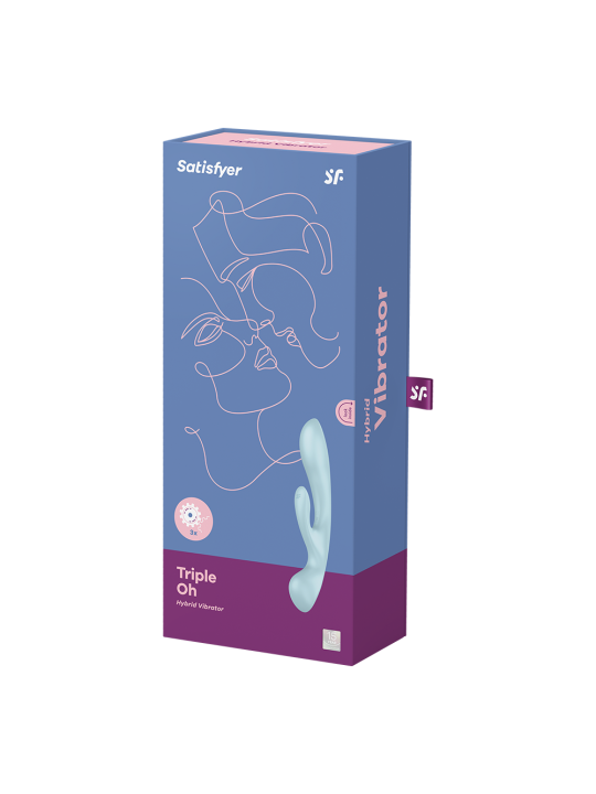 2 en 1 Rabbit point G avec stimulateur de clitoris et Wand Bleu USB Triple Oh Satisfyer - CC597813