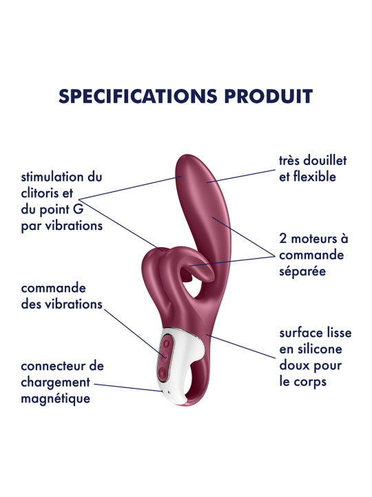 Vibromasseur rabbit point G rouge double stimulation clitoridienne Touch Me Satisfyer - CC597811SA