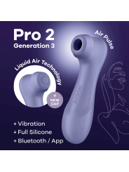 Stimulateur de clitoris 2 embouts Connecté avec technologie Liquid air Pro 2 Generation 3 violet USB Satisfyer - CC597815