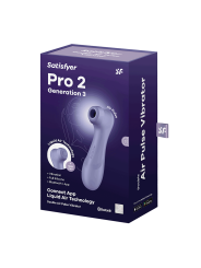 Stimulateur de clitoris 2 embouts Connecté avec technologie Liquid air Pro 2 Generation 3 violet USB Satisfyer - CC597815