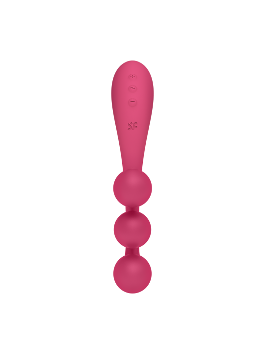 Vibromasseur triple stimulation flexible, anal, vaginale, clitoridienne Tri Ball rouge USB Satisfyer - CC597817