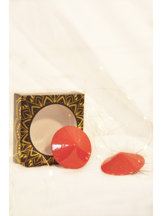 Cache tétons rouge, en forme ronde de la collection Be Lily accessoires