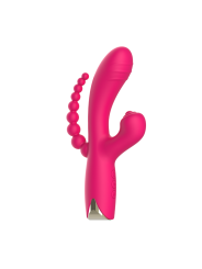 Vibromasseur rose 3 action avec 10 modes Point G, 10 modes de taponnage et 9 billes anales.