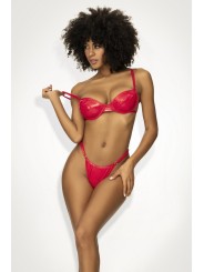 soutien-gorge armatures vinyle rouge et string, vente en dropshipping