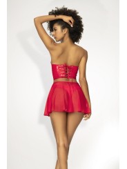 Bustier sexy en vinyle rouge avec son string de Mapalé lingerie collection