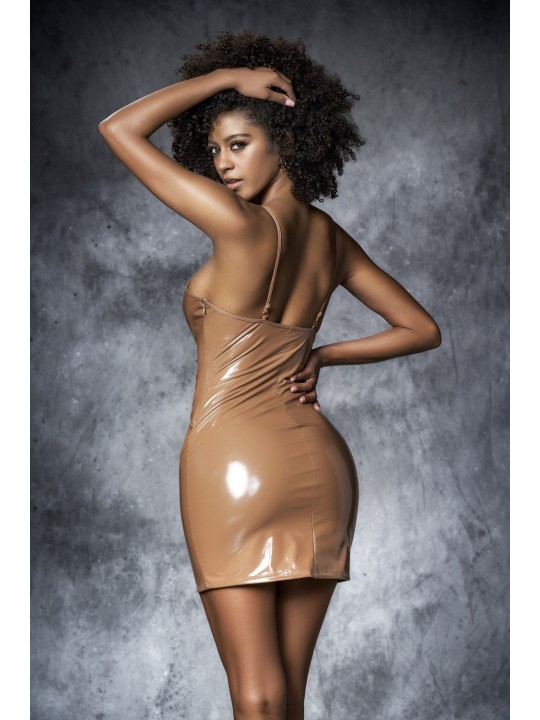 Robe vinyle sexy couleur caramel de la collection Mapalé lingerie et robes sexy