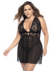 Nuisette sexy noire, grande taille, de votre fournisseur de lingerie Mapalé pas cher.