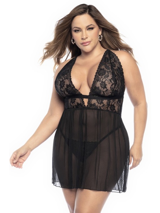 Nuisette sexy noire, grande taille, de votre fournisseur de lingerie Mapalé pas cher.