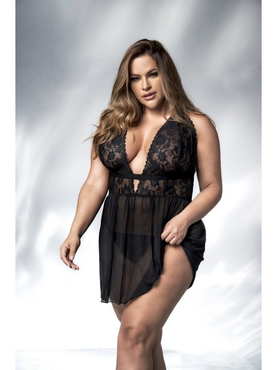 Nuisette sexy noire, grande taille, de votre fournisseur de lingerie Mapalé pas cher.