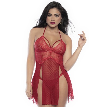 Nuisette sexy, ouvert sur les côtés, en dentelle rouge de Mapalé lingerie