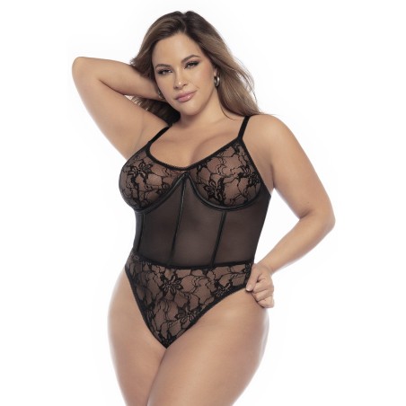 Body sexy, femme ronde, à armatures avec laçage de Mapalé lingerie sexy