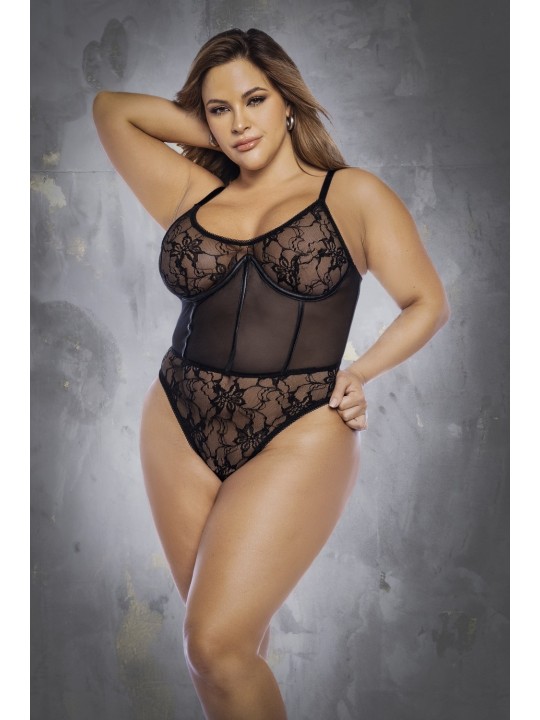 Body sexy, femme ronde, à armatures avec laçage de Mapalé lingerie sexy