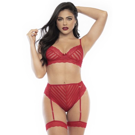 Parure lingerie sensuelle avec soutien-gorge et culotte rouge sensuelle.