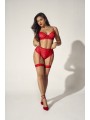 Parure lingerie sensuelle avec soutien-gorge et culotte rouge sensuelle.