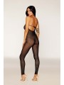 Bodystocking en résille noire, sans couture, avec large décolleté à armature  - DG0471BLK